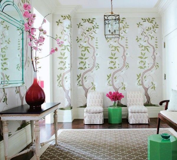 Chinoiserie wallpaper The Orchard Statement Patterns Shabby Chic 600x542