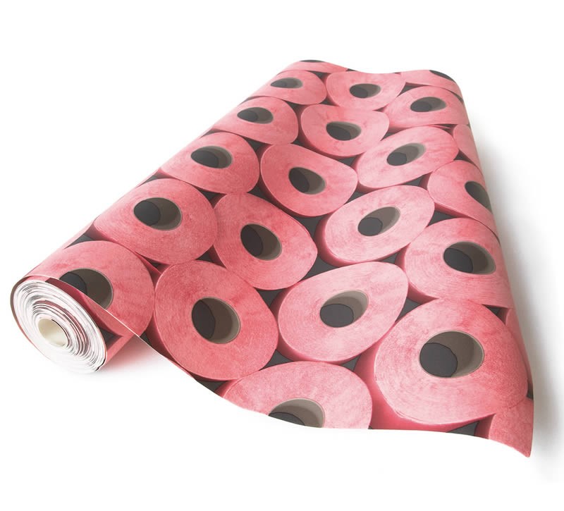 Pink Loo Roll Toilet Tissue Wallpaper