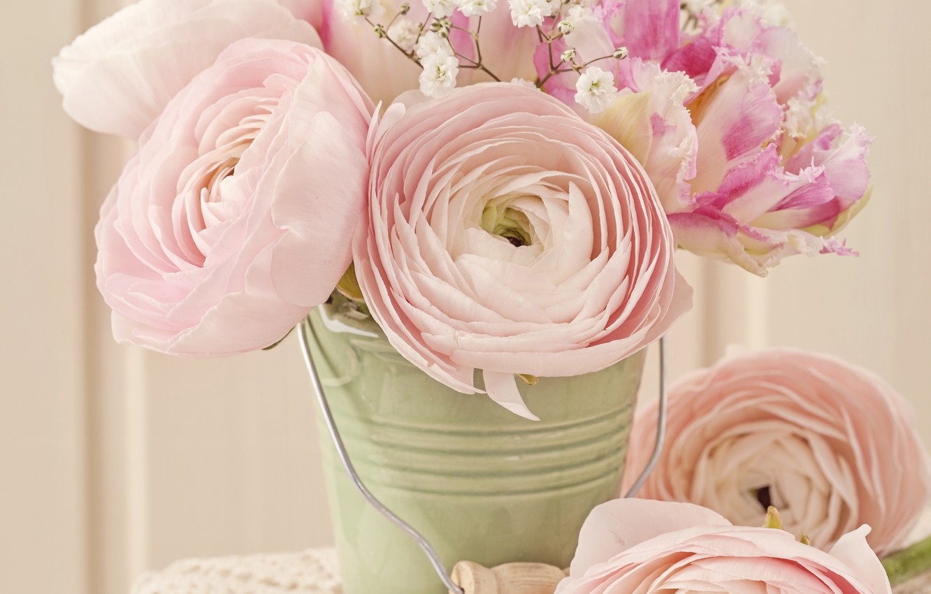 Wallpaper Roses Vintage Flower Style Pink Bouquet