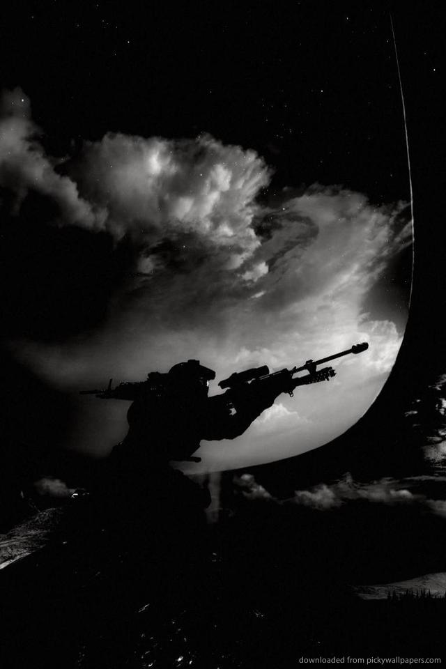 Master Chief In Black And White Background Wallpaper For iPhone