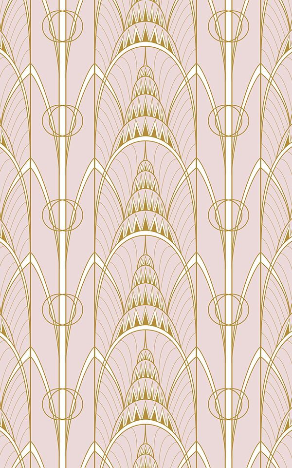 Pink Art Deco Chrysler Building Print Wallpaper Mural Hovia