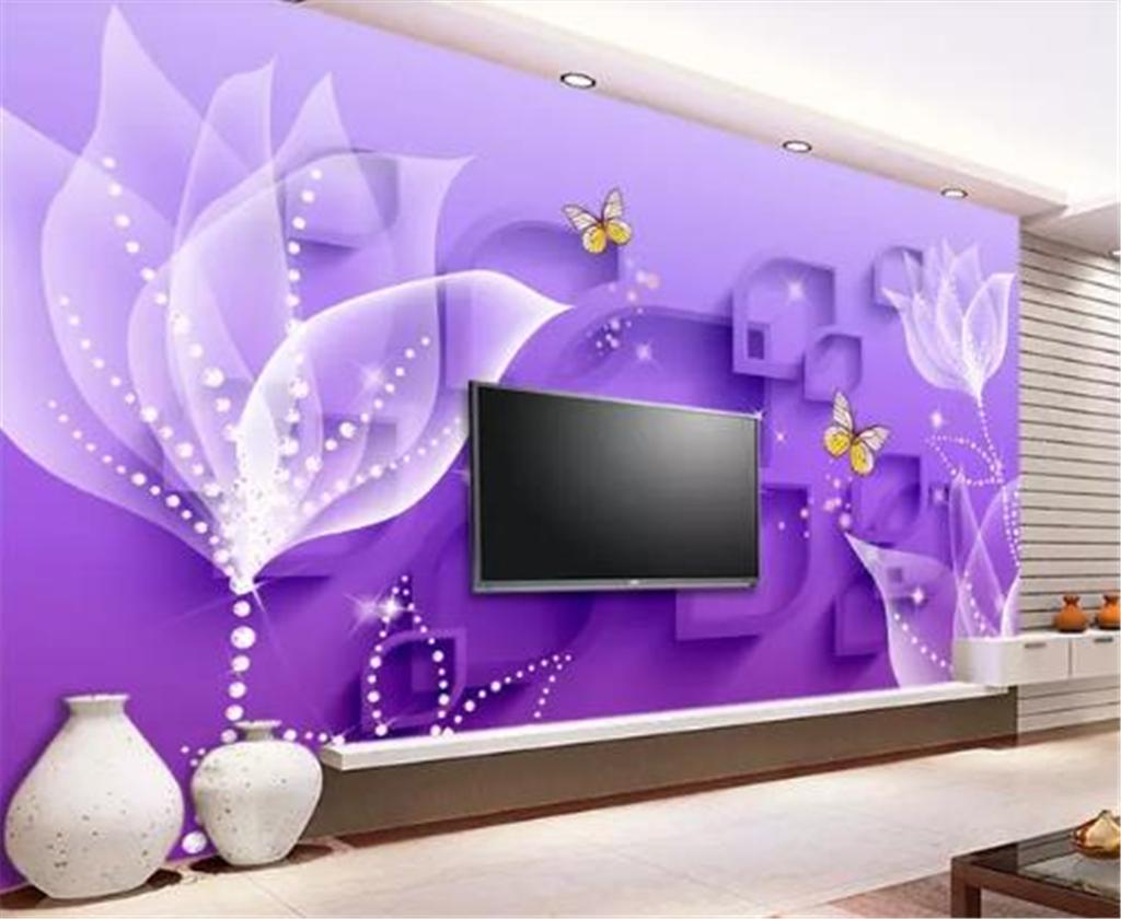 Wallpaper 3d Purple Lily Transparent Flowers Fashion Living