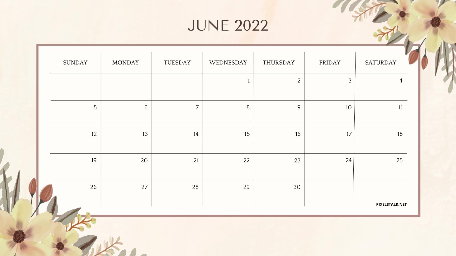 June 2022 Calendar Wallpapers HD 1920x1080