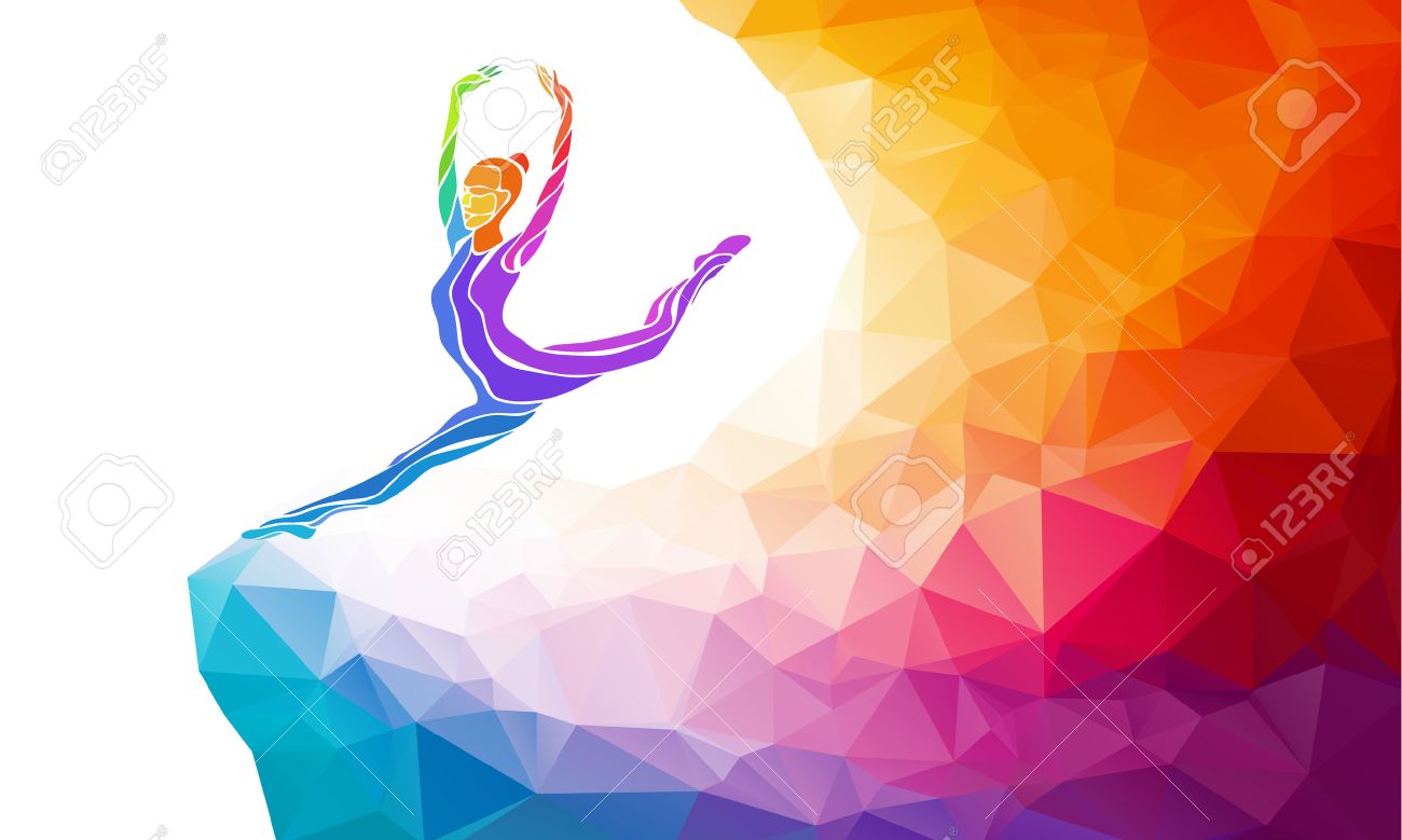 Creative Silhouette Of Gymnastic Girl Art Gymnastics Colorful