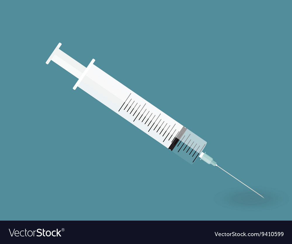 Syringe With Needle On Blue Background Shot Vector Image