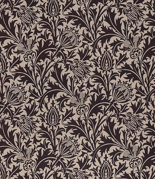 Thistle Wallpaper Black on greige wallpaper depicting thistle flowers