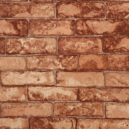 York Modern Rustic Red Brick With Beige Grout Textured Wallpaper RN1032