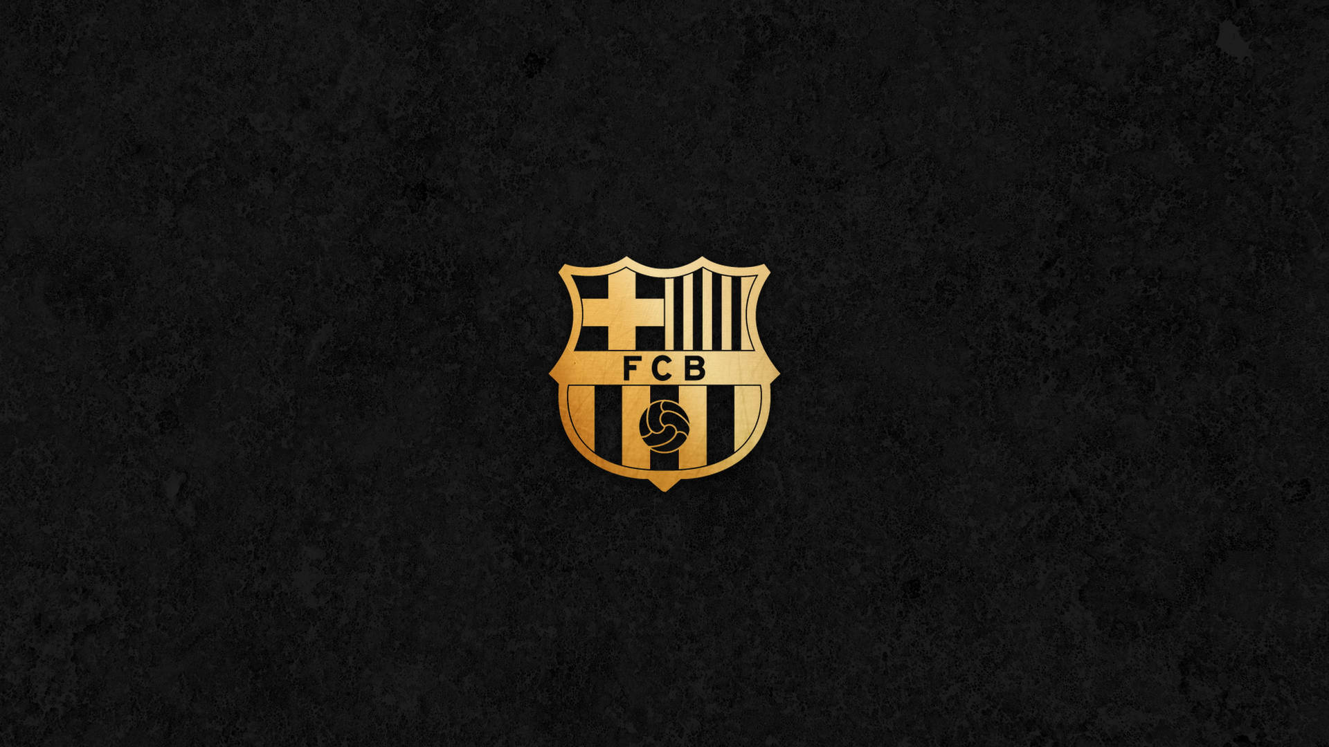 Gold Barcelona Football Club logo on a dark, textured background