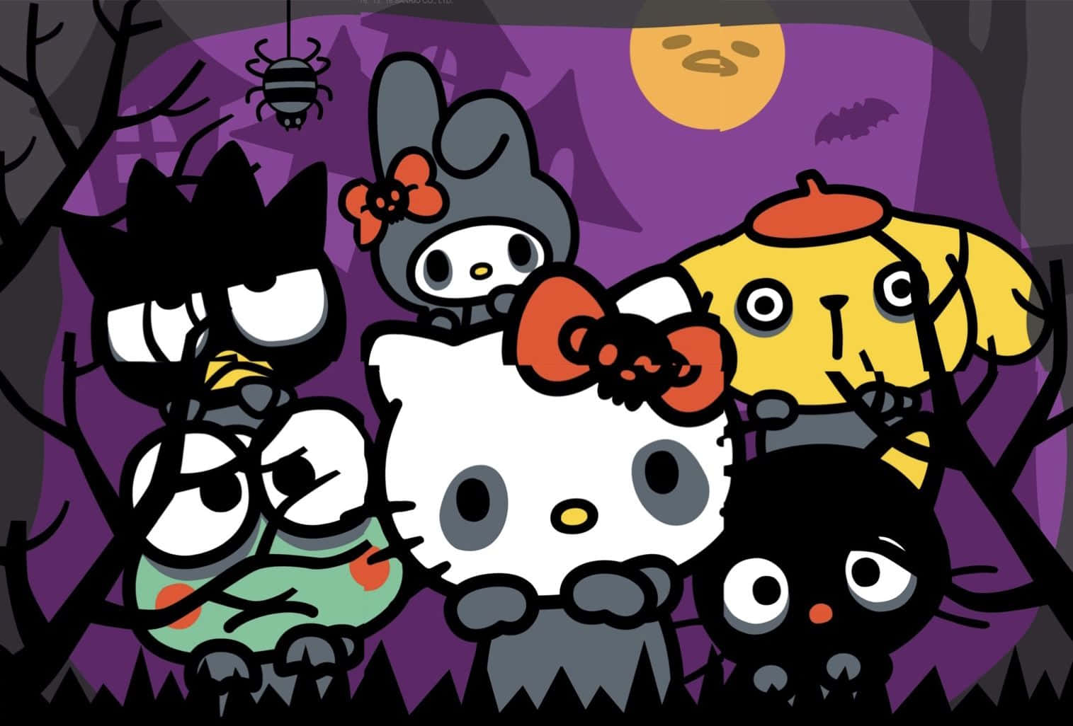 Sanrio characters in a Halloween setting
