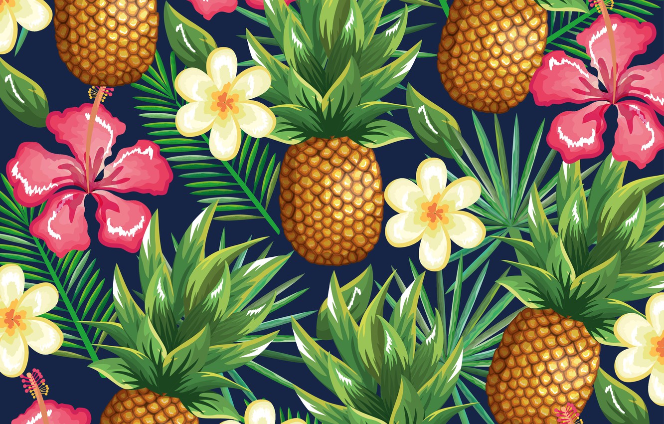 Wallpaper Flowers Background Pineapple Pattern