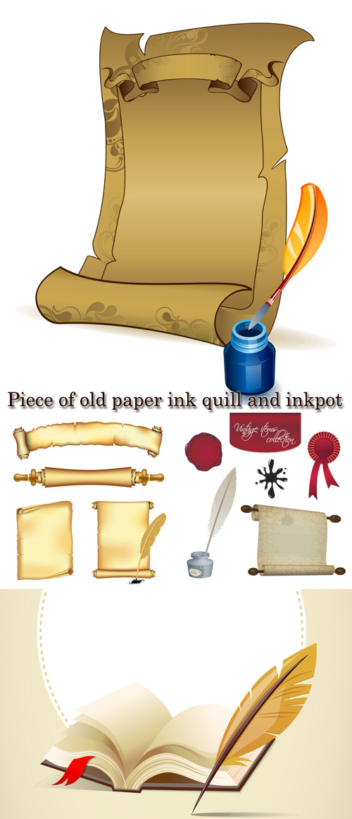 Stock Piece Of Old Paper Ink Quill And Inkpot Graphic4share