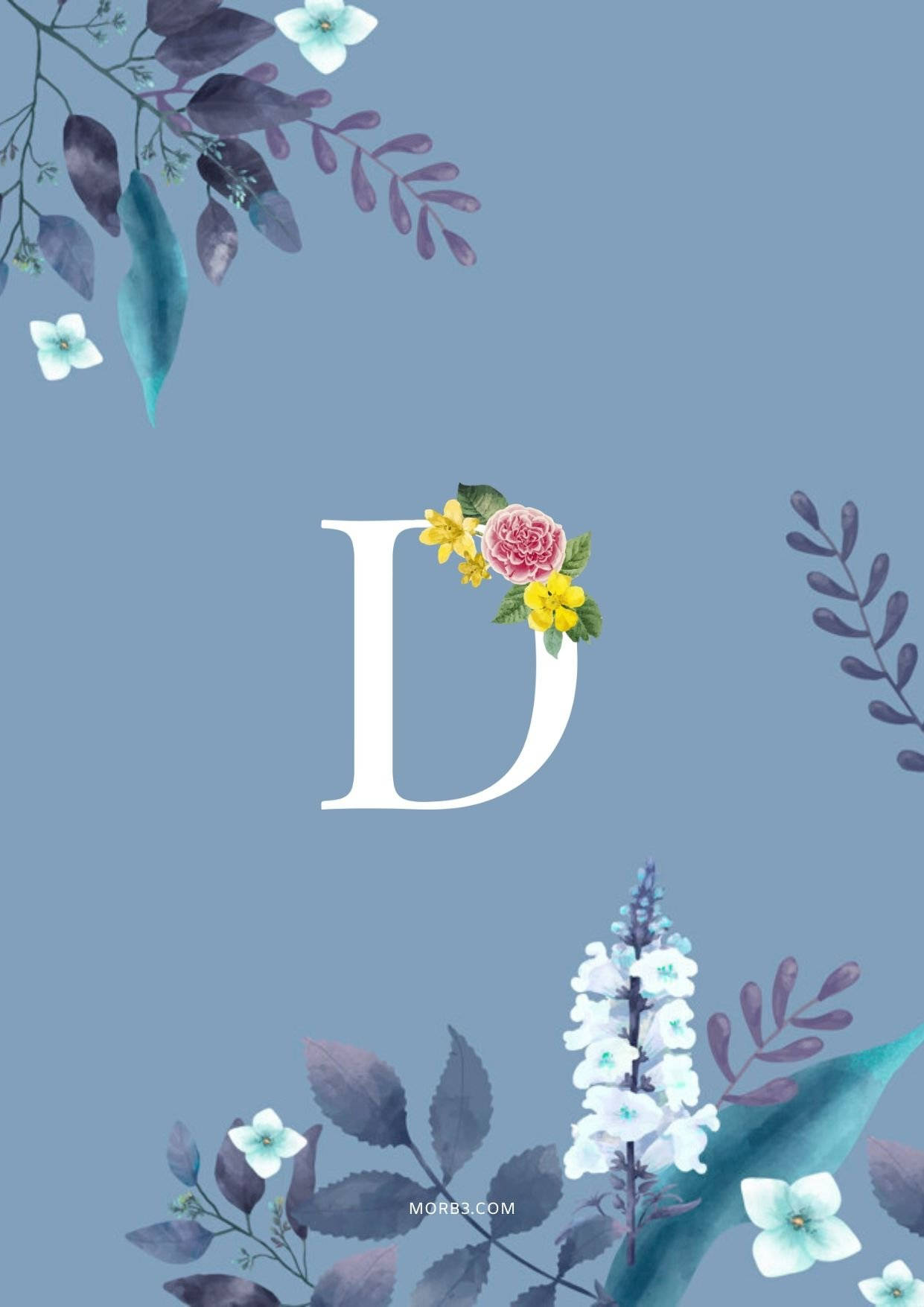Letter D Blue Flowers Wallpaper