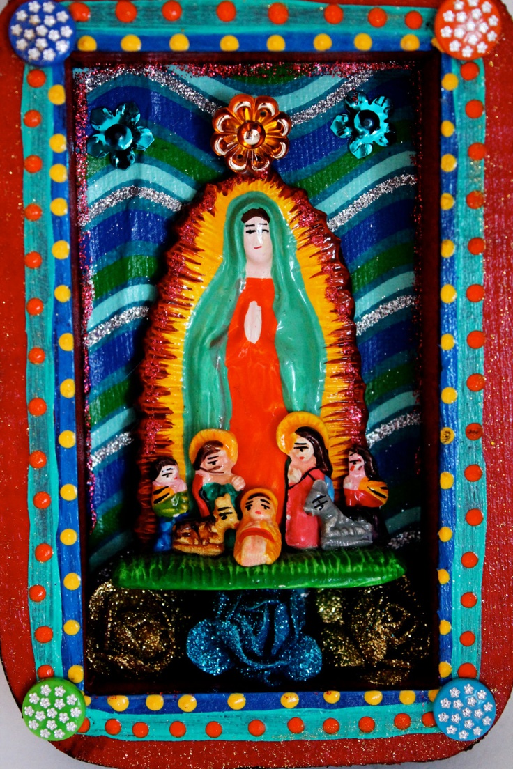 Mexican Virgin Mary Image Box Frame