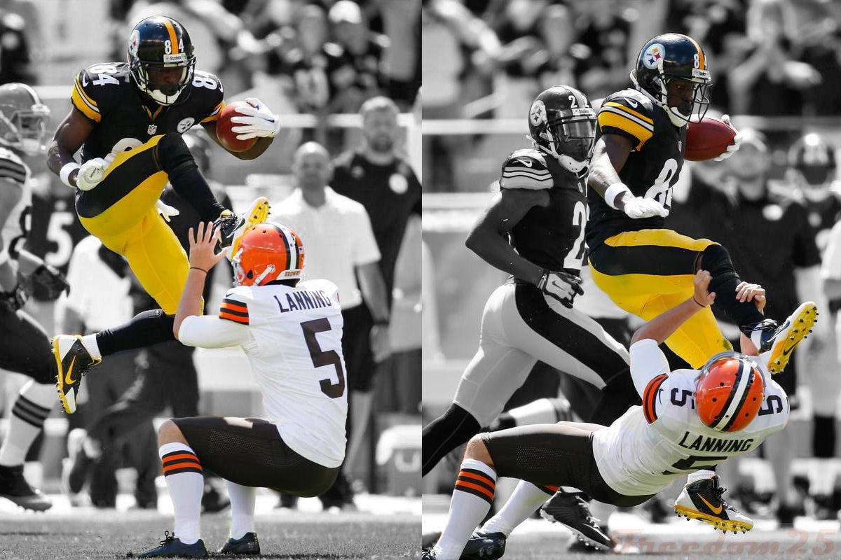Antonio Brown Kicking Browns Punter HD Wallpaper
