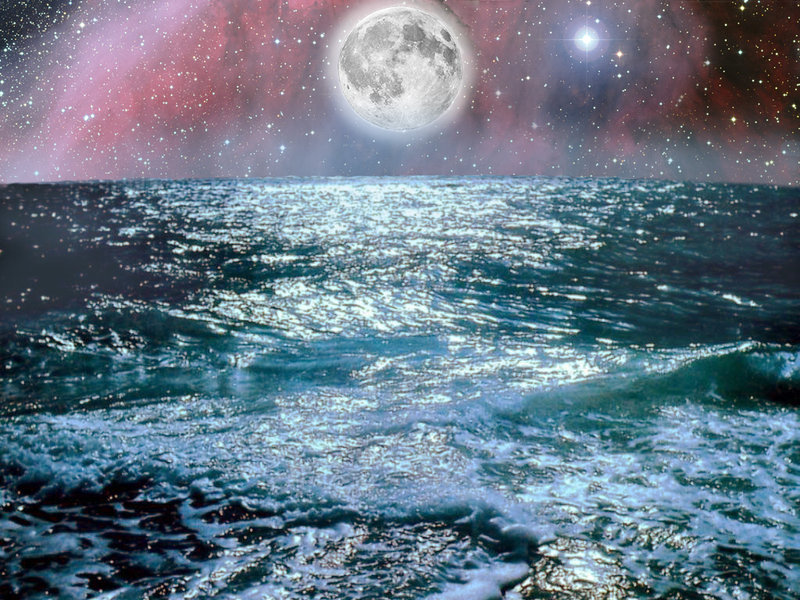Ocean Sunset Wallpaper Moon