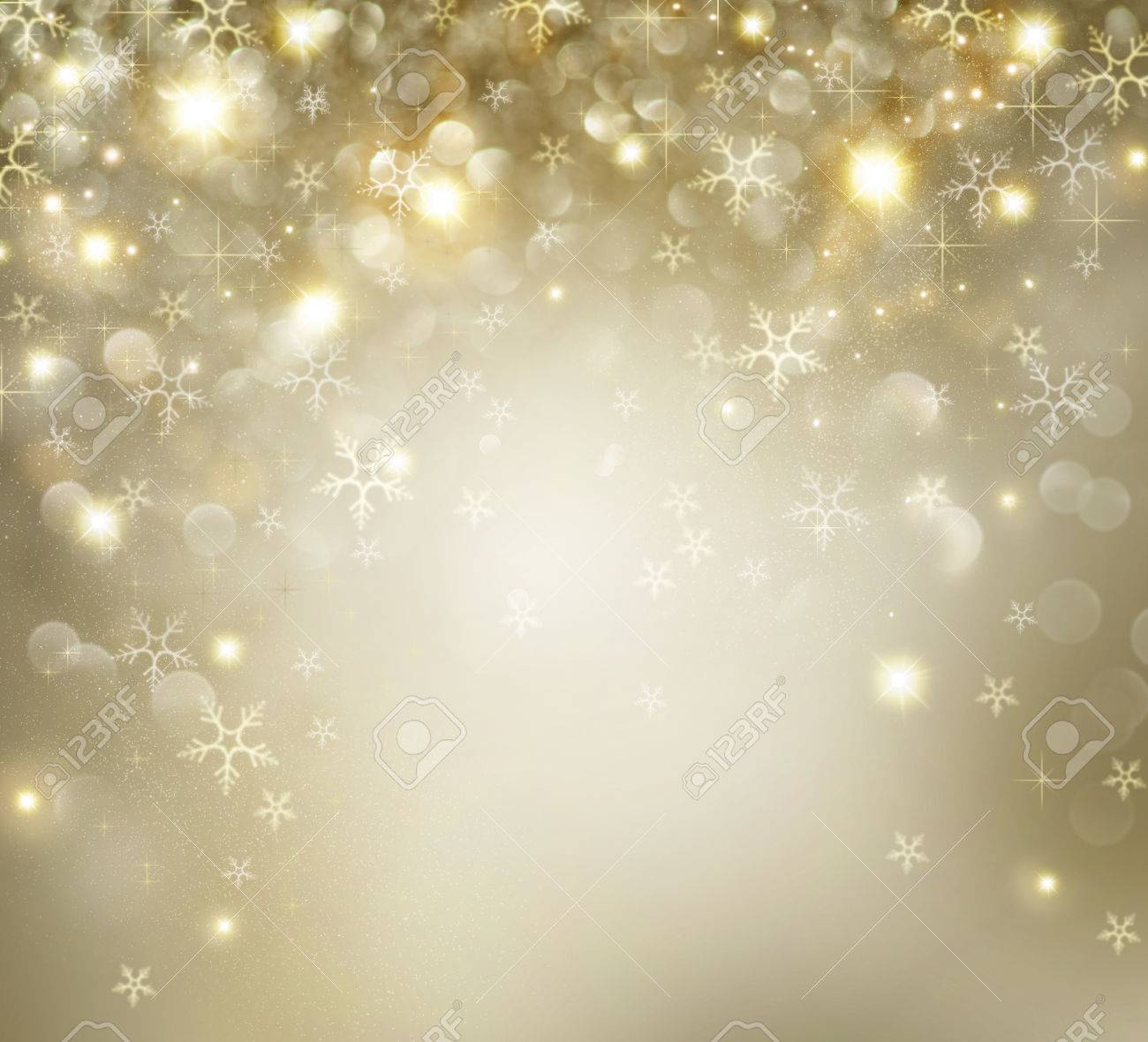 Christmas Golden Holiday Background With Blinking Stars Stock