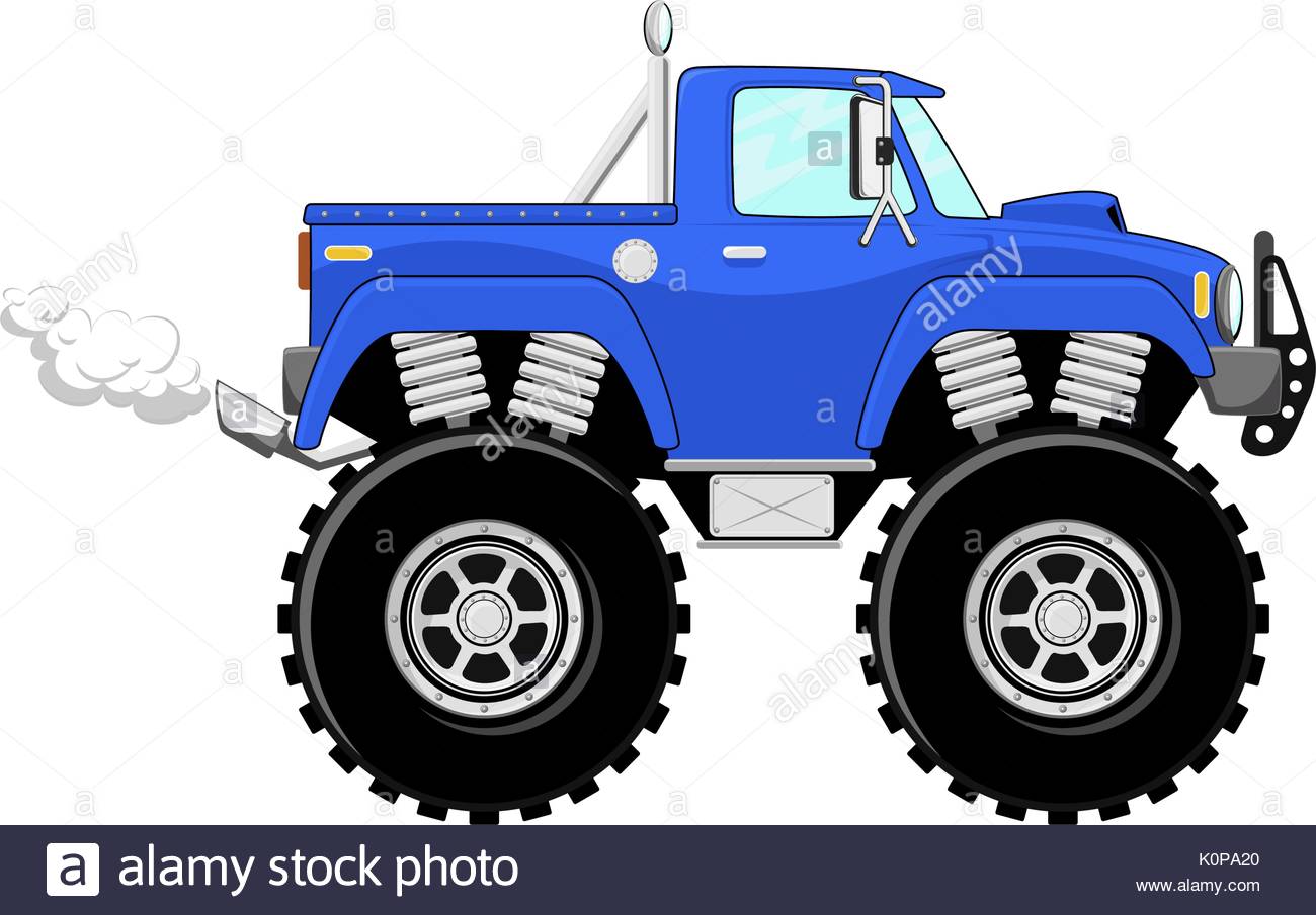 Monster Truck Cartoon Isolated On White Background Stock