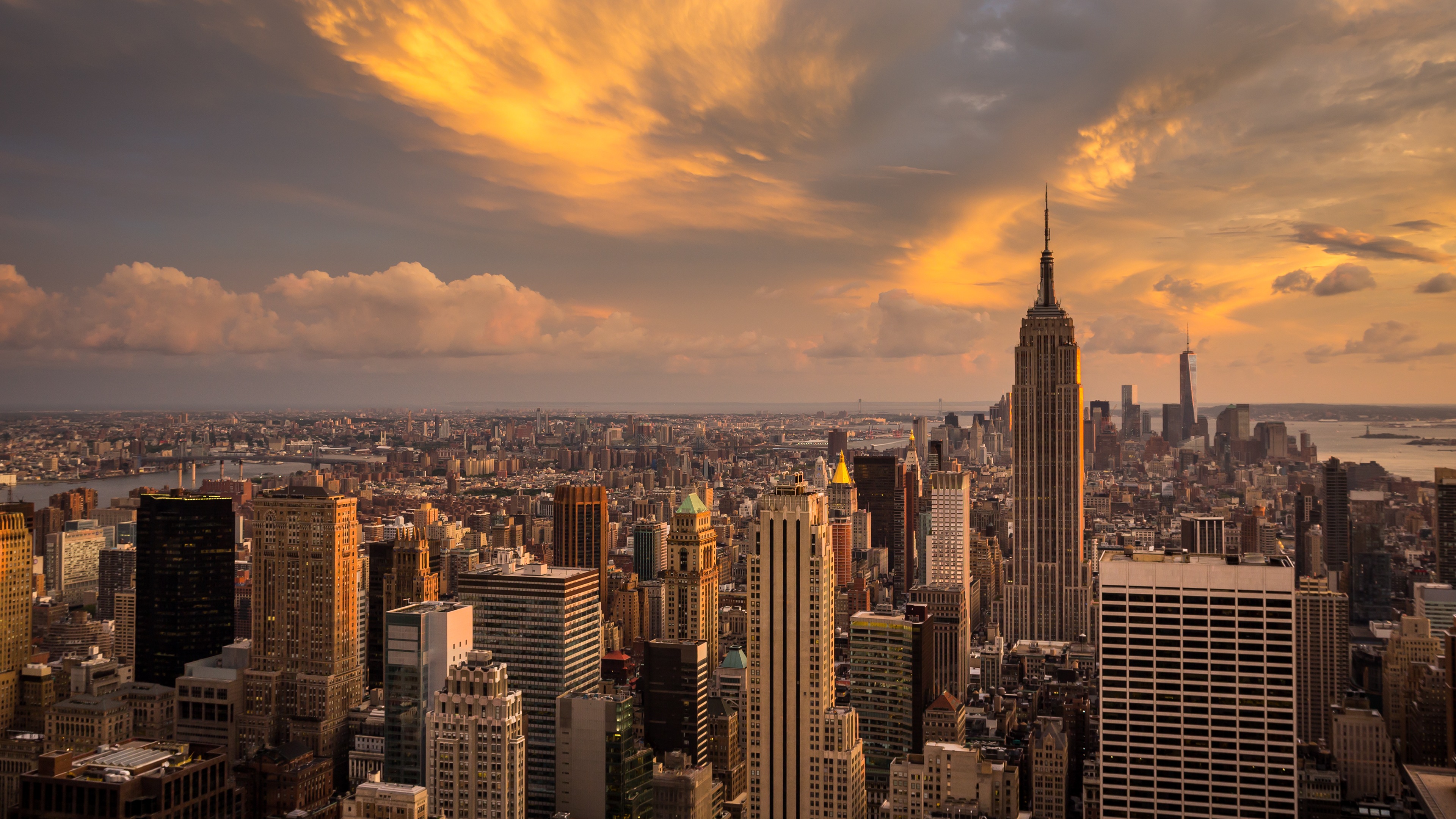 New York City Manhattan Sunset 4k Ultra HD Desktop Wallpaper