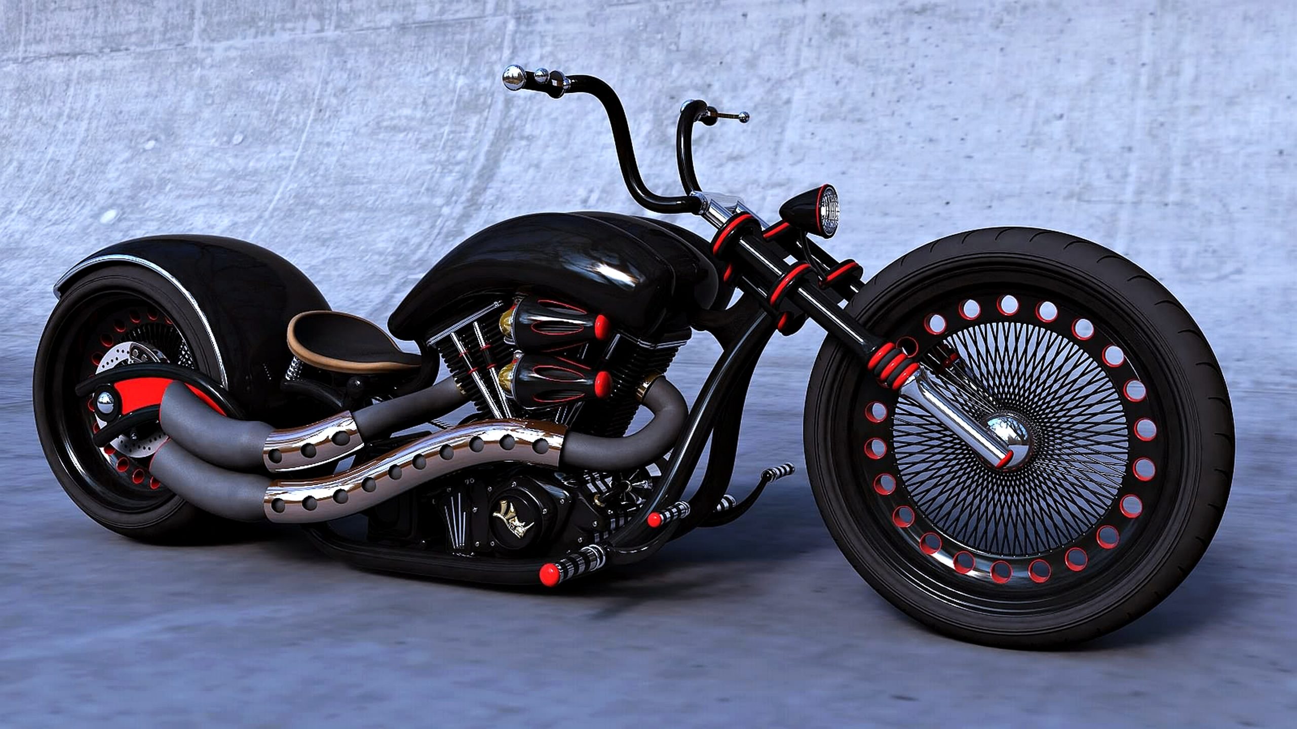 Sleek Custom Harley Davidson Chopper Motorcycle