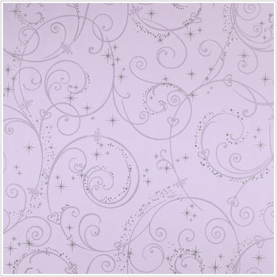 Perfect Princess Purple Glitter Scroll Wallpaper Wall Sticker Outlet
