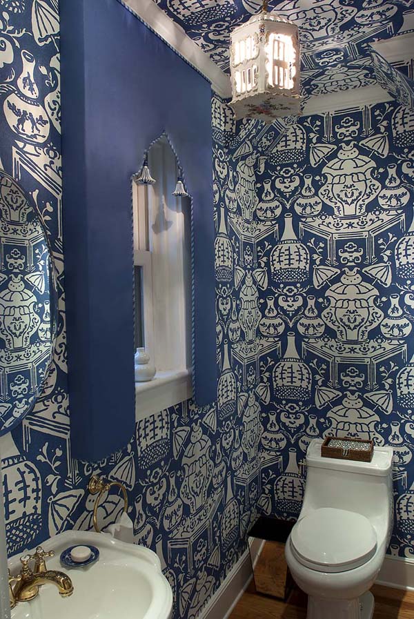 Free download Busy blue powder room wallpaper [600x897] for your