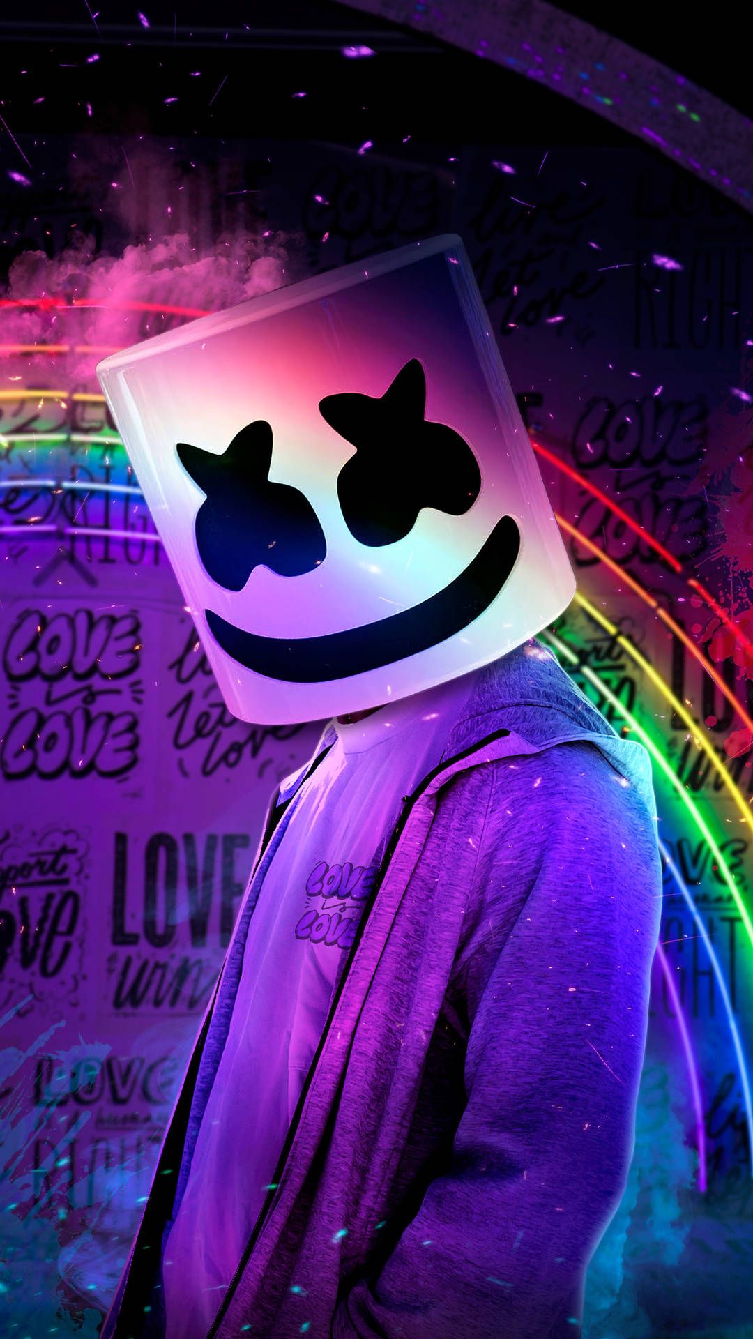 Rainbow Background Marshmello HD iPhone By Beasty Wallpaper