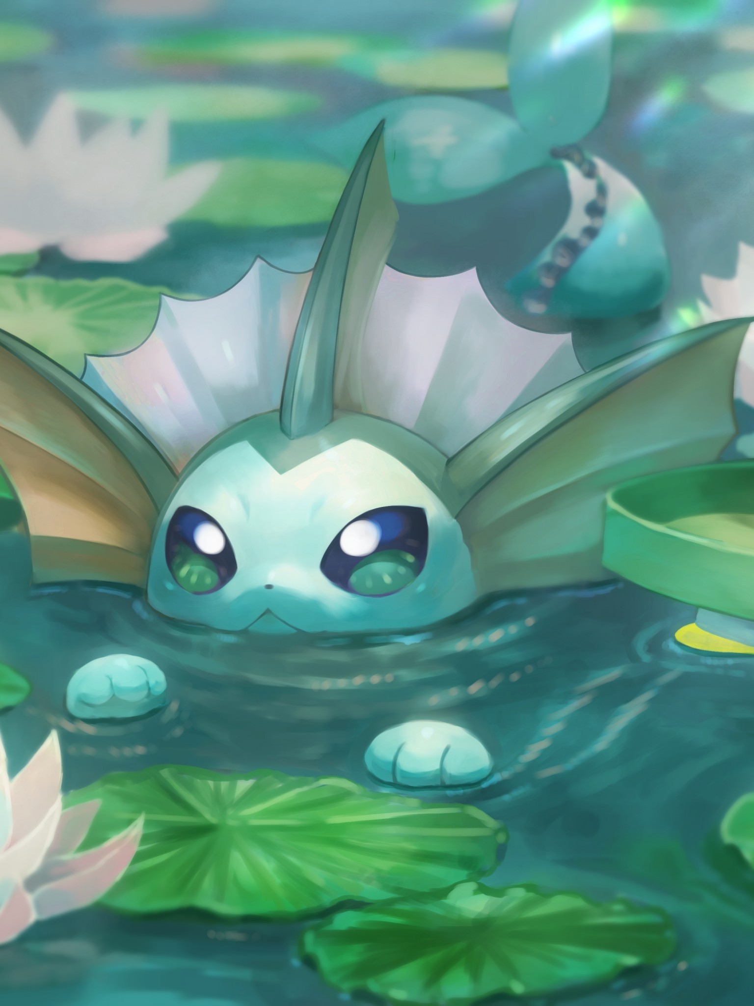 Vaporeon Pokemon Swimming Cute Lotad