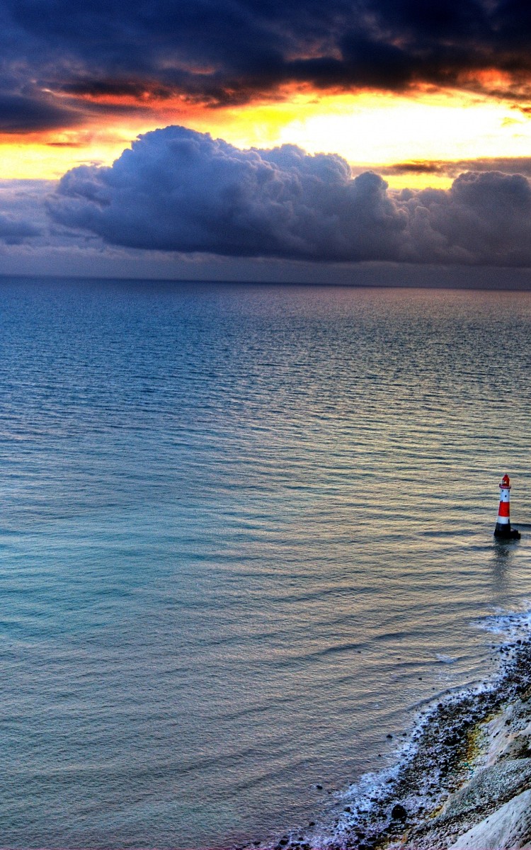 Sea Lighthouse Rock Sunset iPhone Wallpaper Best
