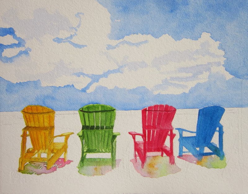 Adirondack Chairs On Beach