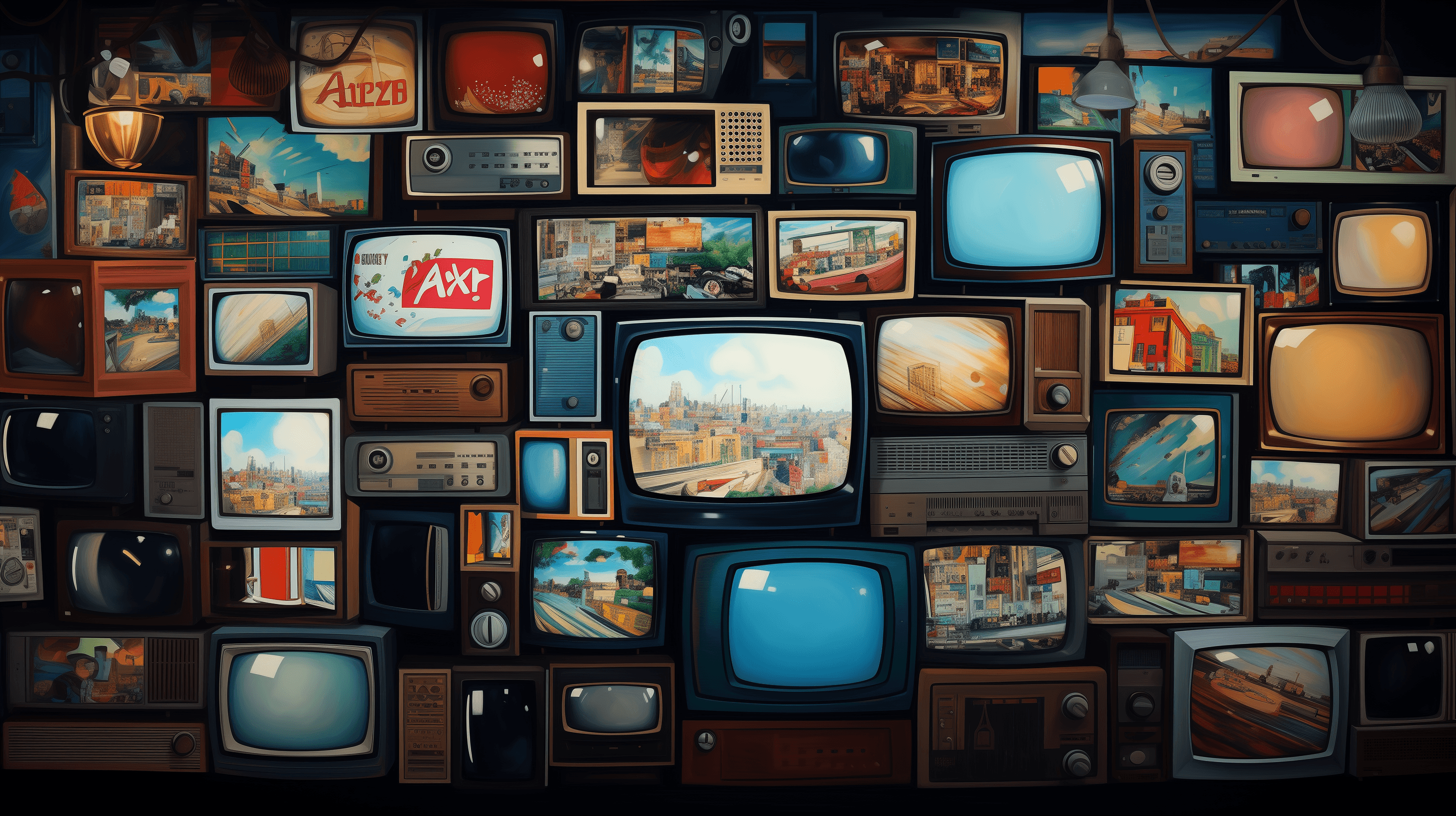 Vintage Television Collage HD Wallpaper