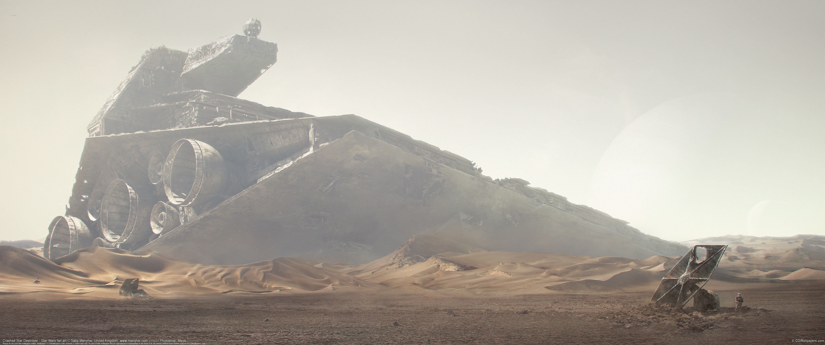 Star Wars Destroyer Landscape Artwork Desert Shipwreck HD Wallpaper