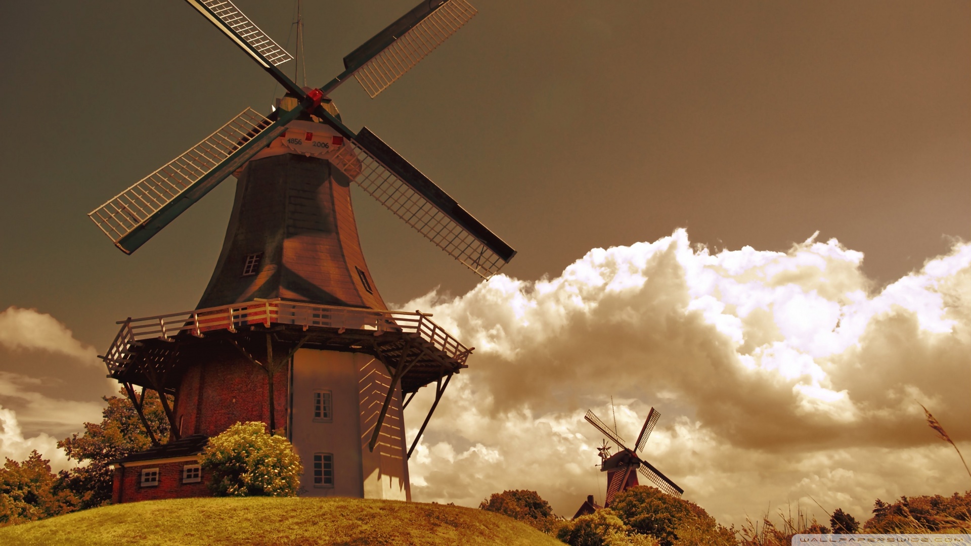 Windmills In The Herlands Wallpaper
