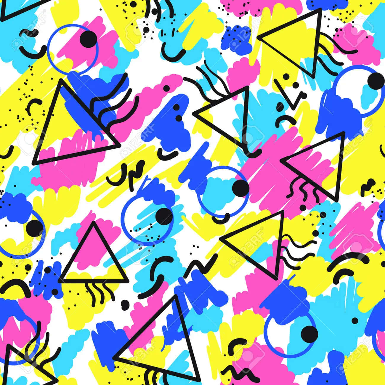 Abstract 90s Style With Eyeballs Wallpaper