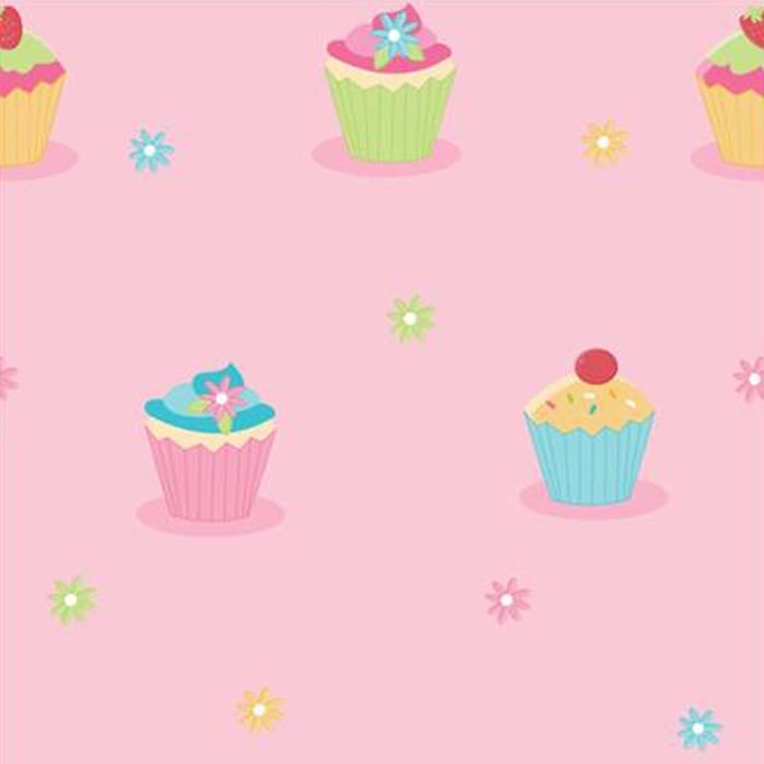  Cupcake Pink Childrens Kids Girls Designer Feature Wallpaper eBay