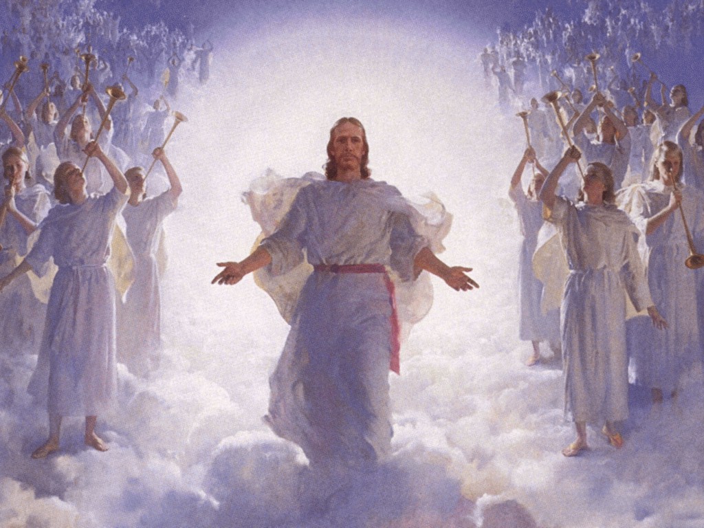 Jesus Christ On Heaven With Angels Wallpaper Christian
