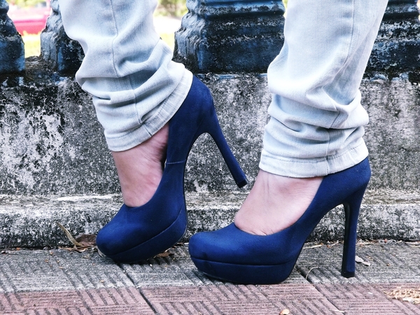 Blue Jeans Shoes High Heels Wallpaper Desktop