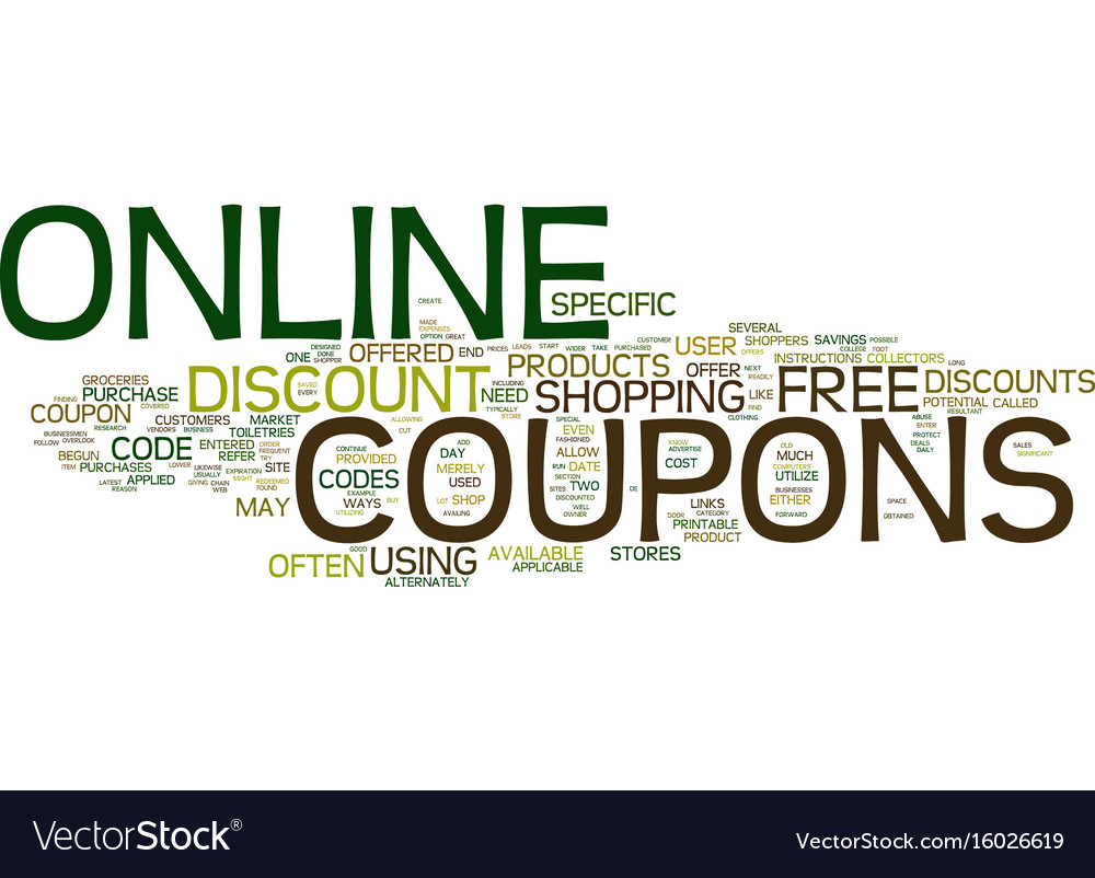 Online Coupons Text Background Word Cloud Vector Image