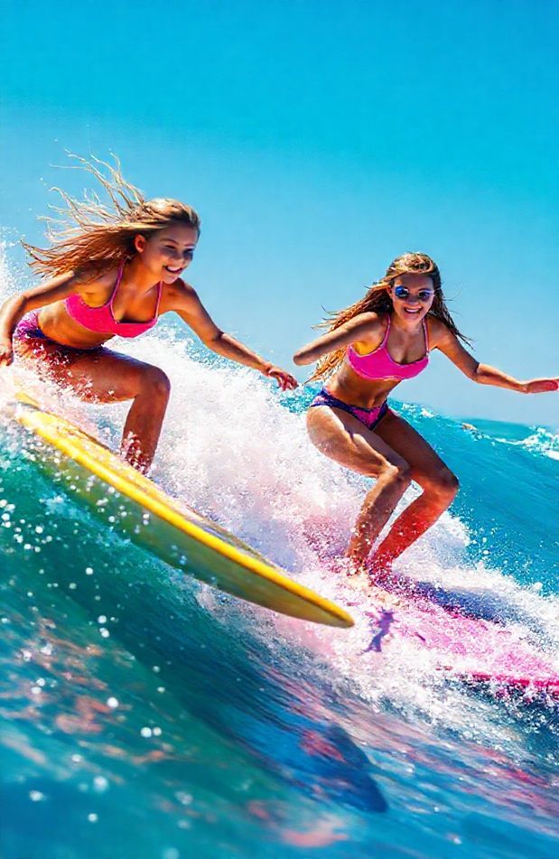 Girls Surfing Wallpaper