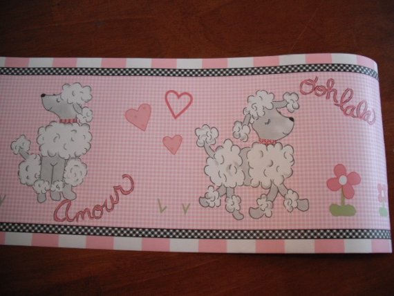 Chic Pink Poodle Wallpaper Border Ooh La By Apinchofjoy On