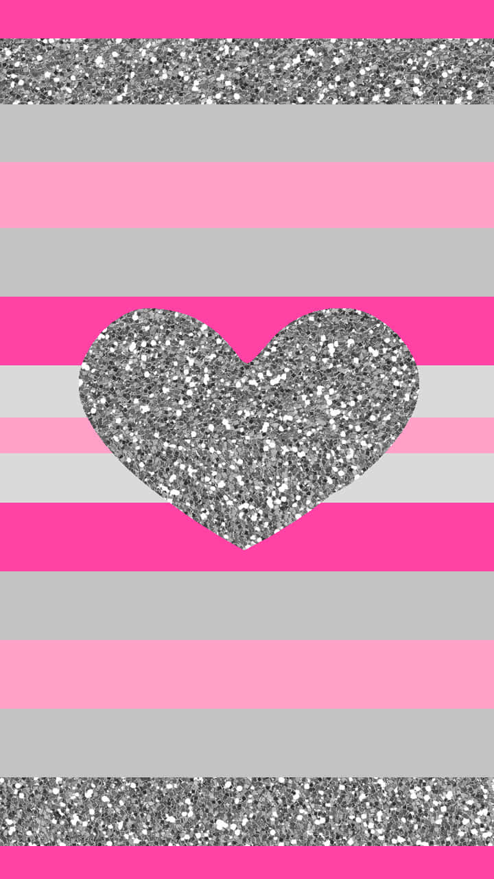 Glitter Pink Hearts Wallpaper