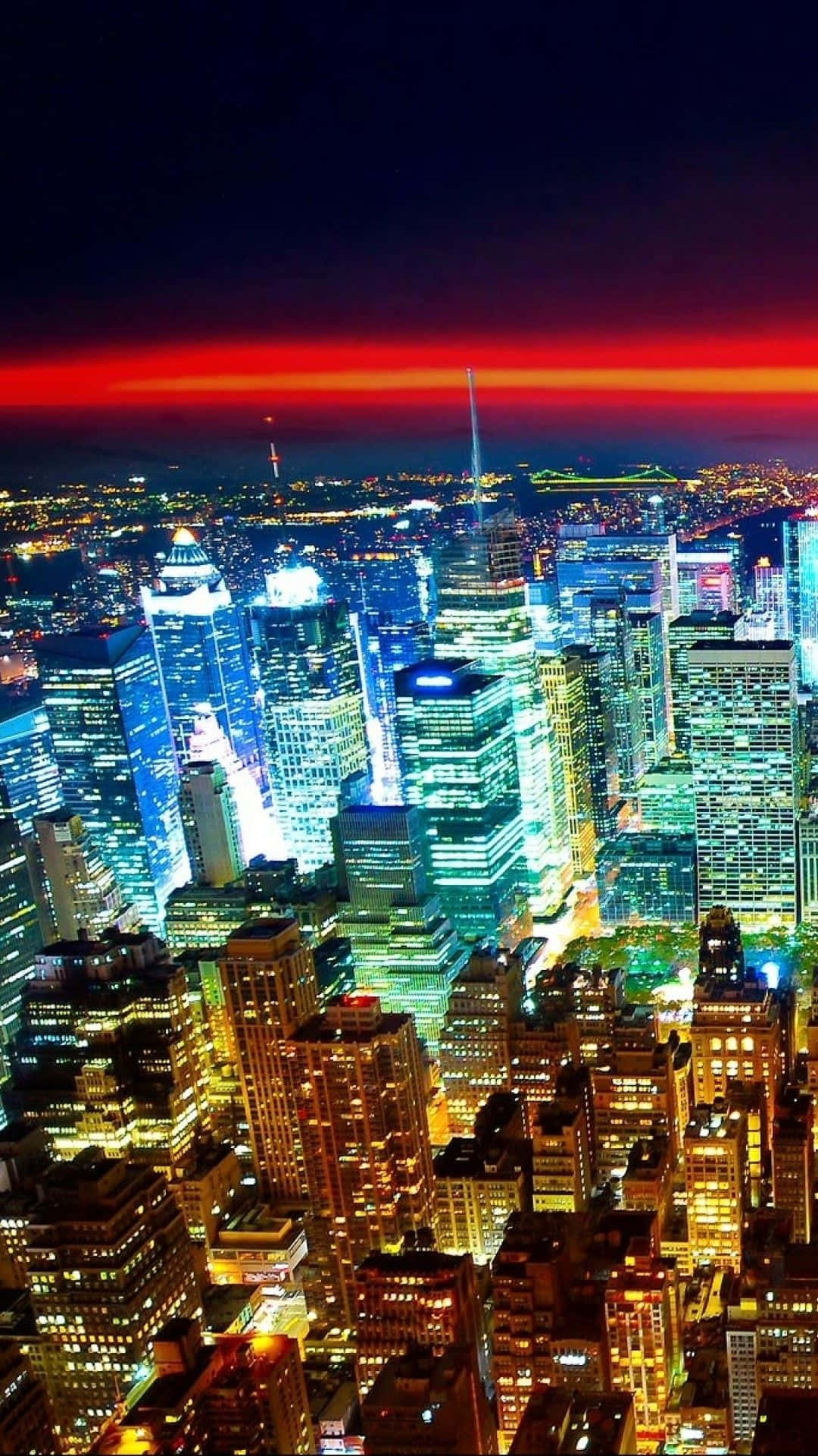 New York City Night Horizon iPhone Wallpaper