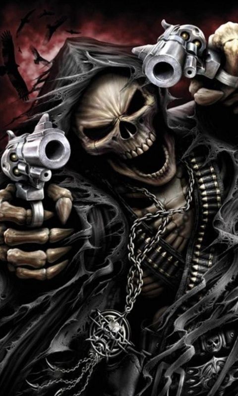 Wallpaper Grim Reaper Skeleton Skull iPhone Mobile