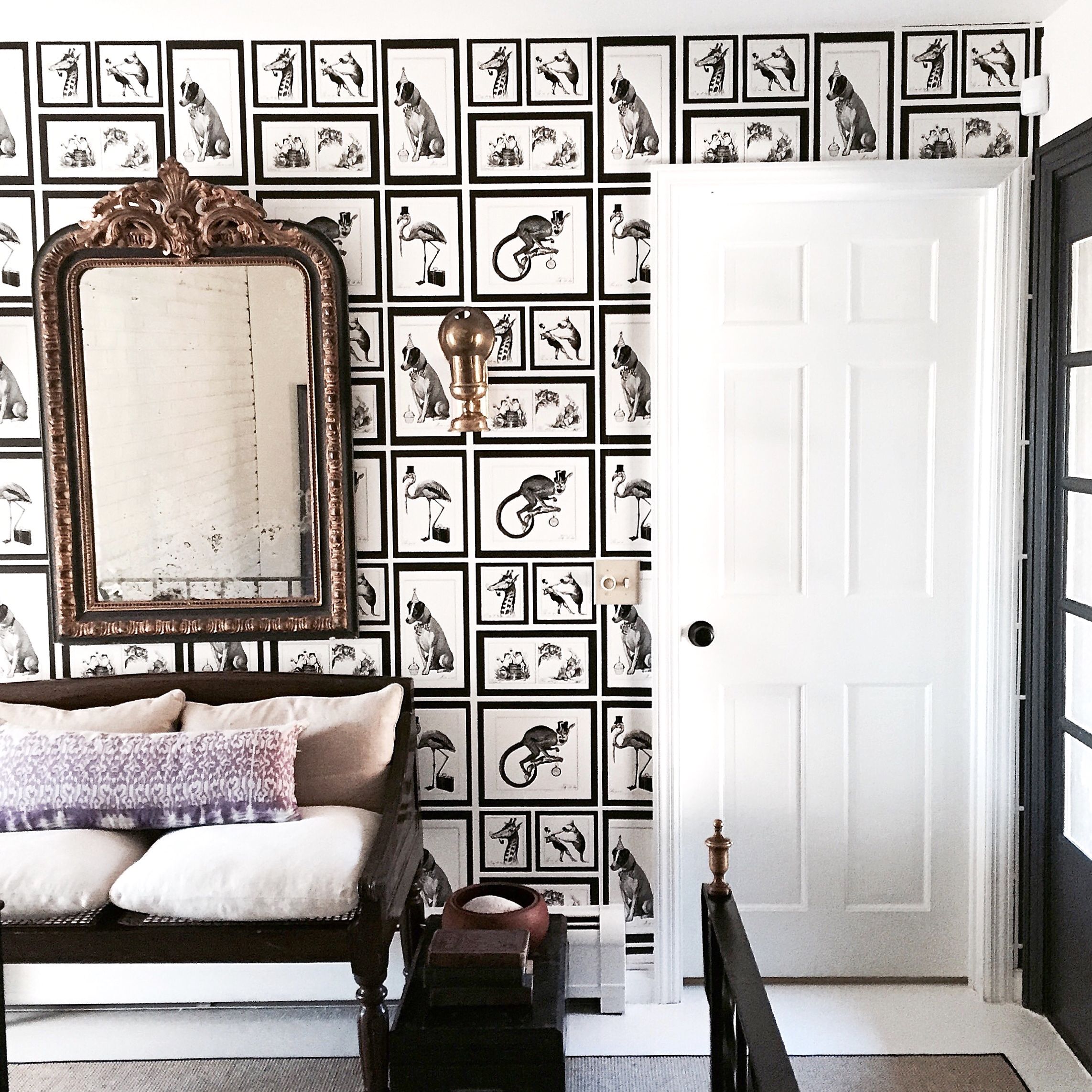 Modern Farmhouse Entryway Whimsical Wallpaper Eclectic