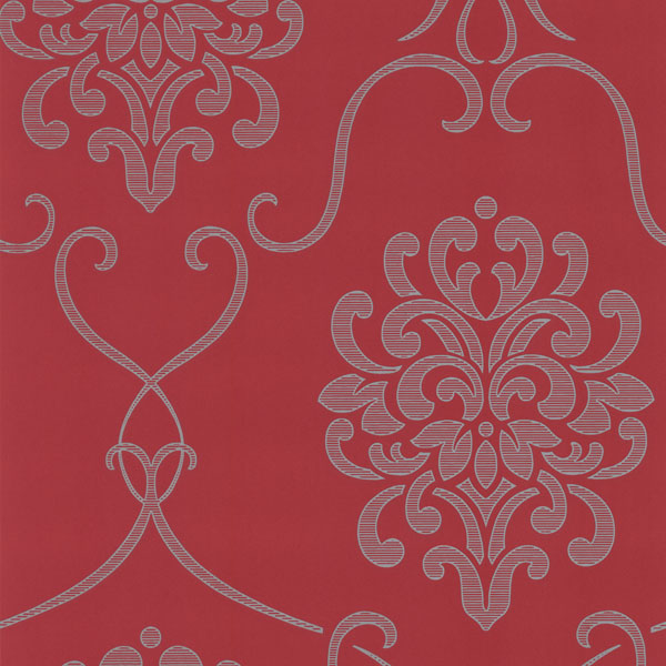 Dl30441 Red Modern Damask Suzette Decorline Wallpaper