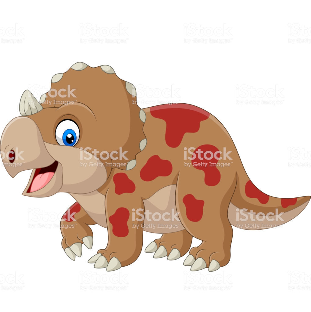 Cute Triceratops Cartoon On White Background Stock Illustration