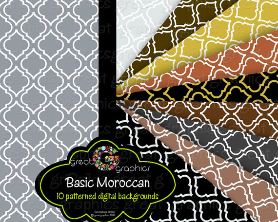 Moroccan Paper Print Digital Background Silver Gold