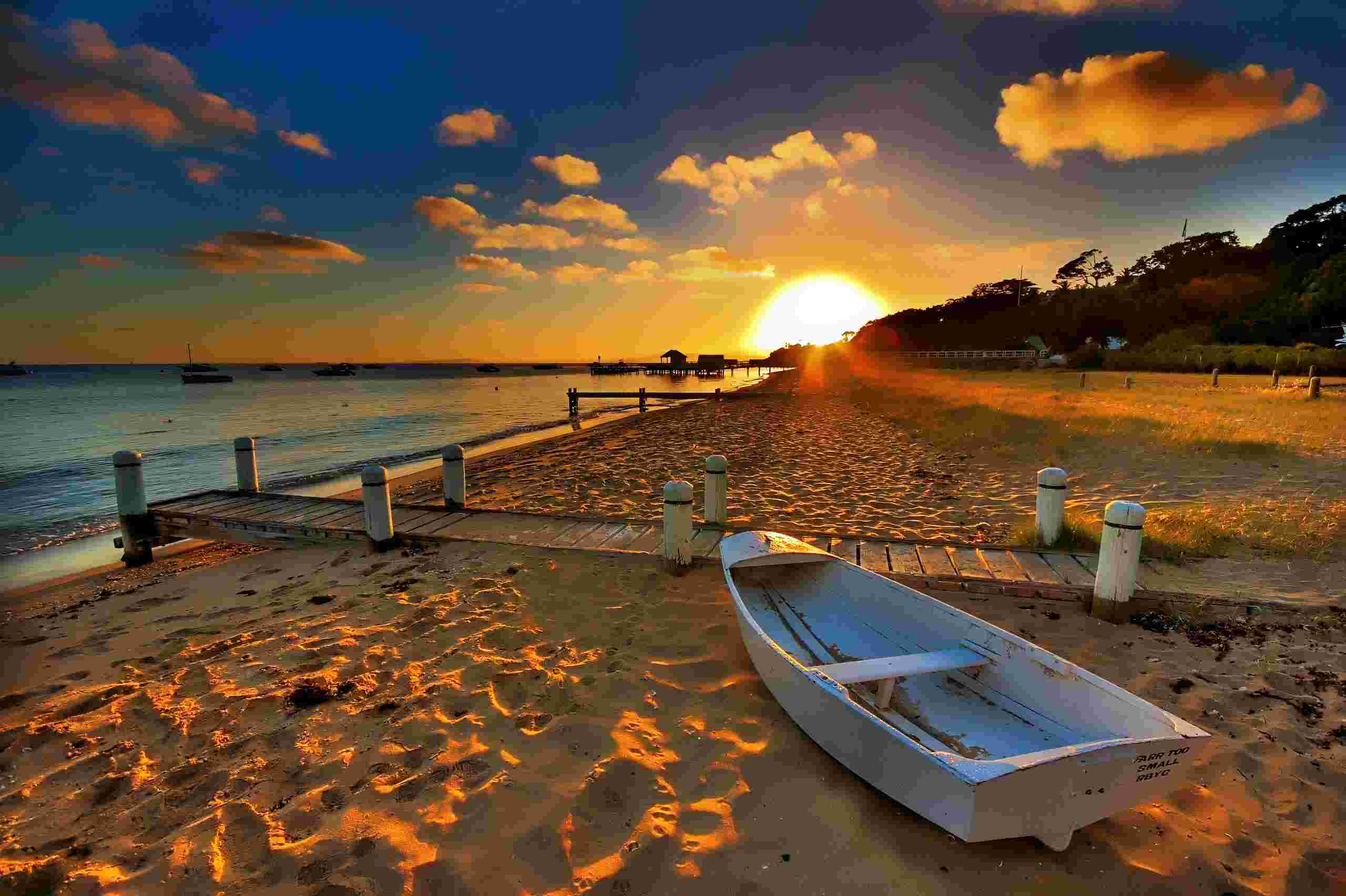 Wallpaper Strand Australien Beach Boat Australian Sunsets