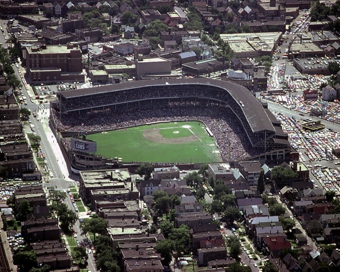 Chicago Cubs Wallpaper Of Wrigley Field Aerial In The 1980s