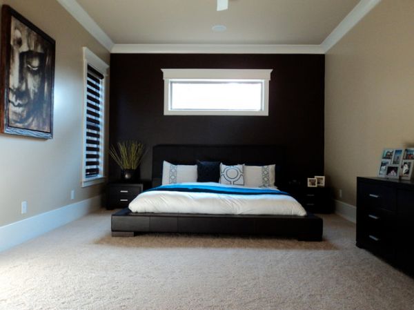 In Gallery Minimalist Asian Inspired Bedroom With A Black Accent Wall