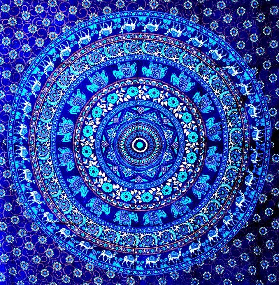 Tapestries Hippie Phones Background Blue Colors